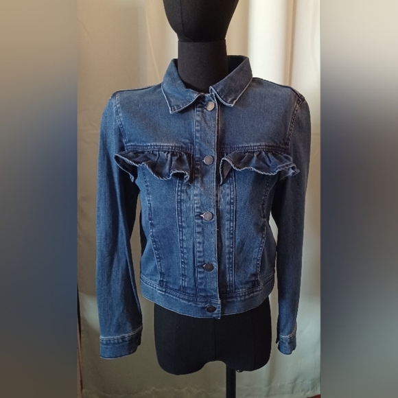 H&M Divided Denim Jean Jacket with Ruffle Detail - Picture 1 of 11